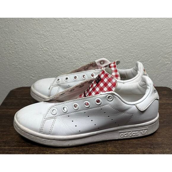 Adidas Stan White Smith Removable Tongue Plaid Red 4 - Picture 3 of 5